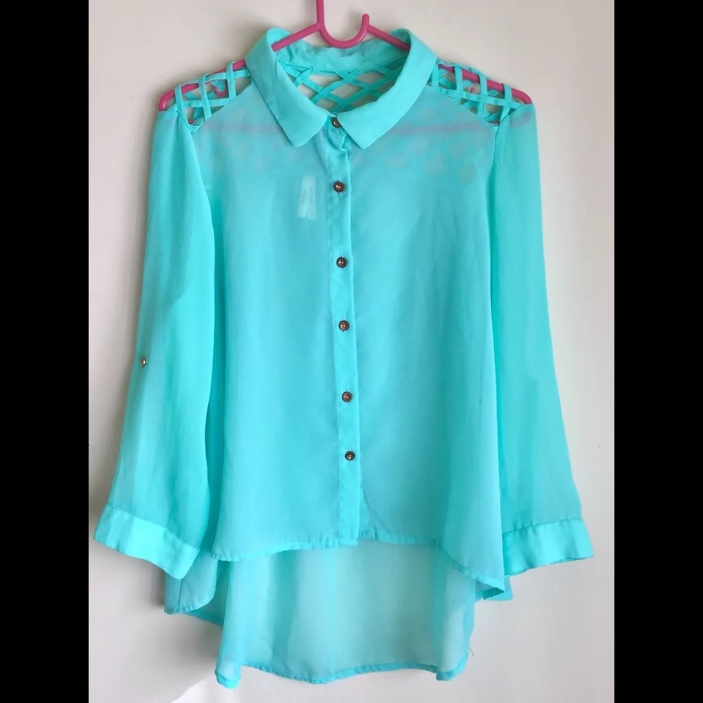 Truth turquoise blue blouse small/medium.